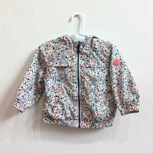 Zara Baby Girl Jacket Sz 12-18m Floral Hooded Lightweight